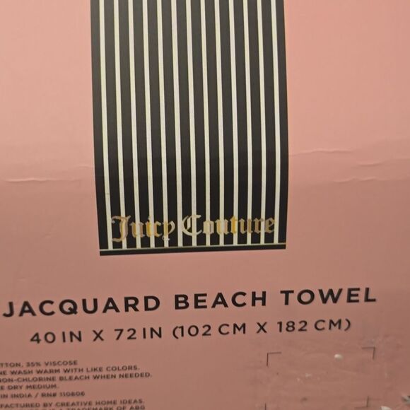 Juicy Couture Home Signature Logo Stripe Beach Towel - Picture 4 of 6